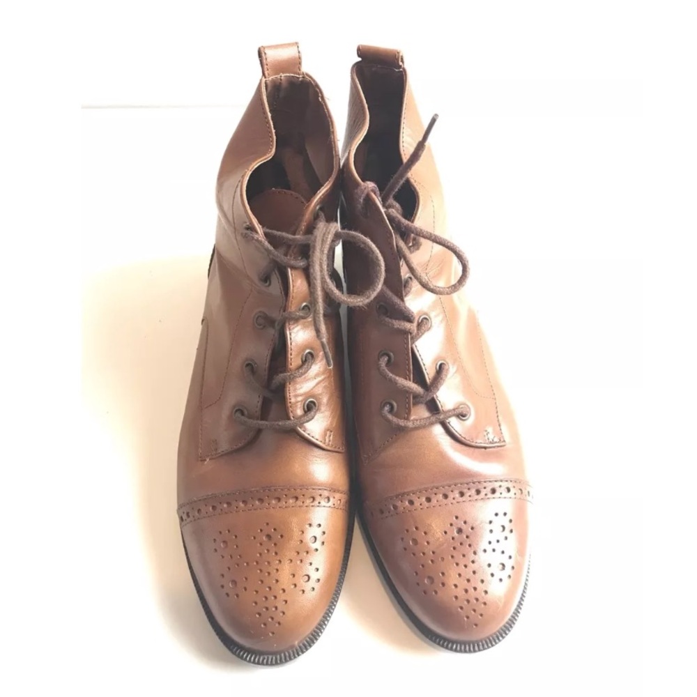 Vintage calico leather boots short ankle granny 8